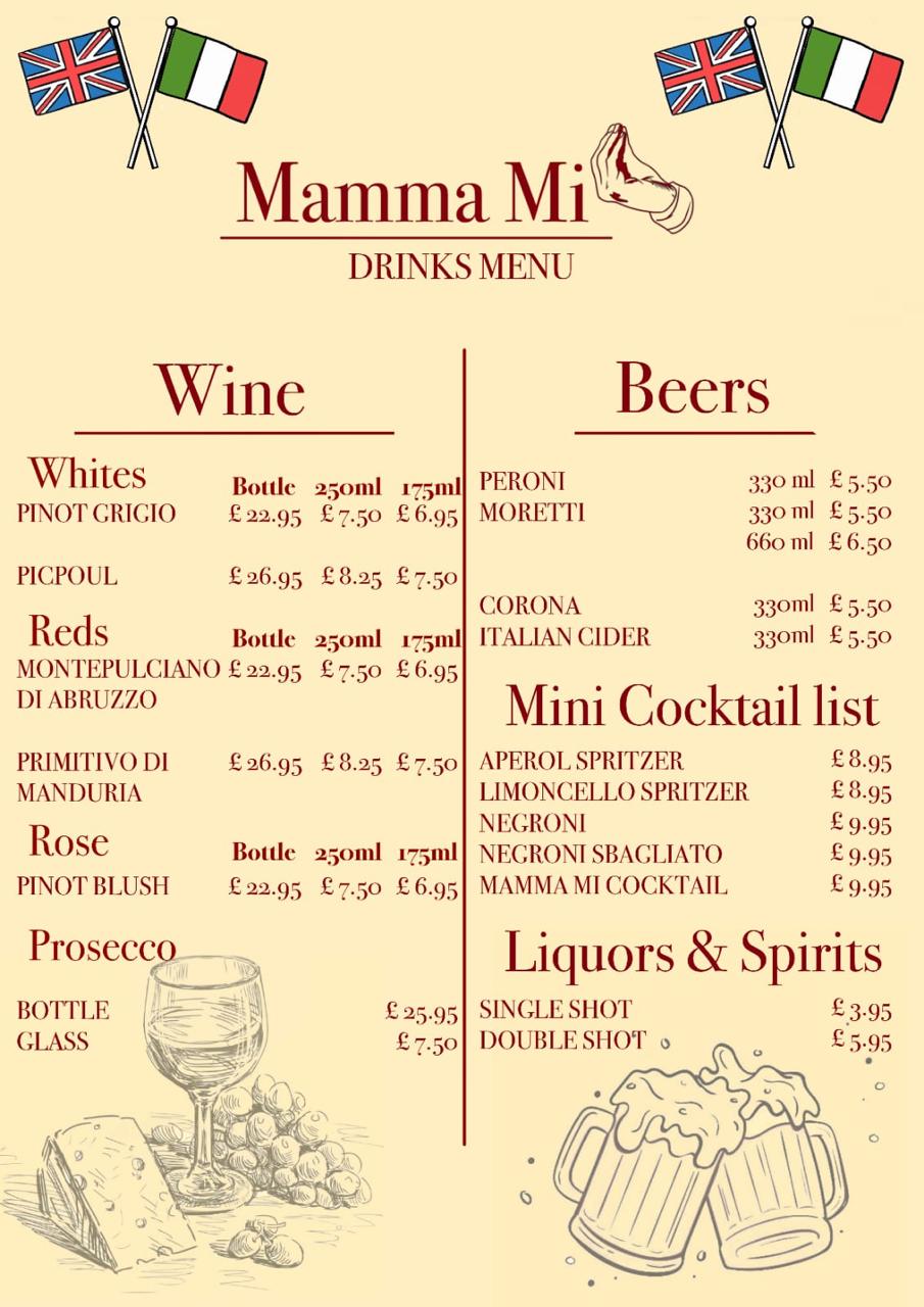  Mamma Mi Hove Menu - Wine & Beers