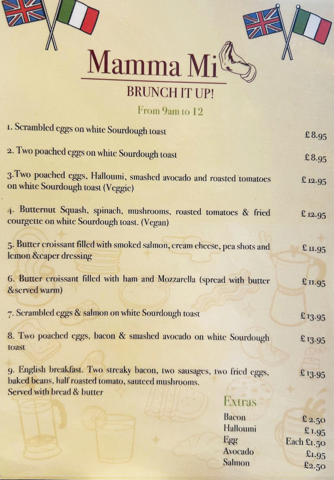 Mamma Mi Hove Brunch Menu